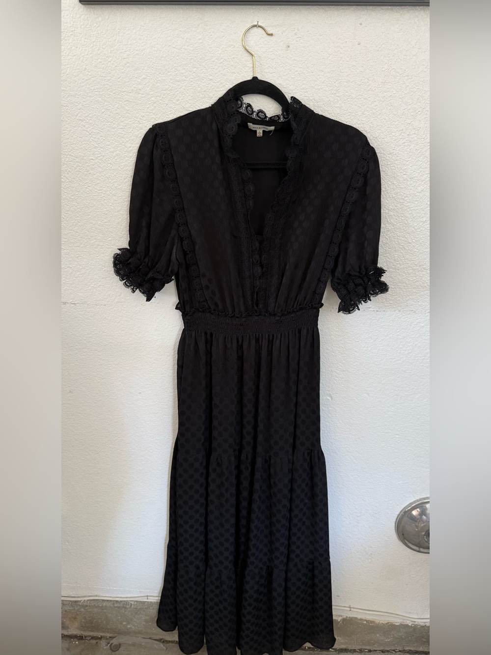 Max Studio Black Lace-Trim Maxi Dress